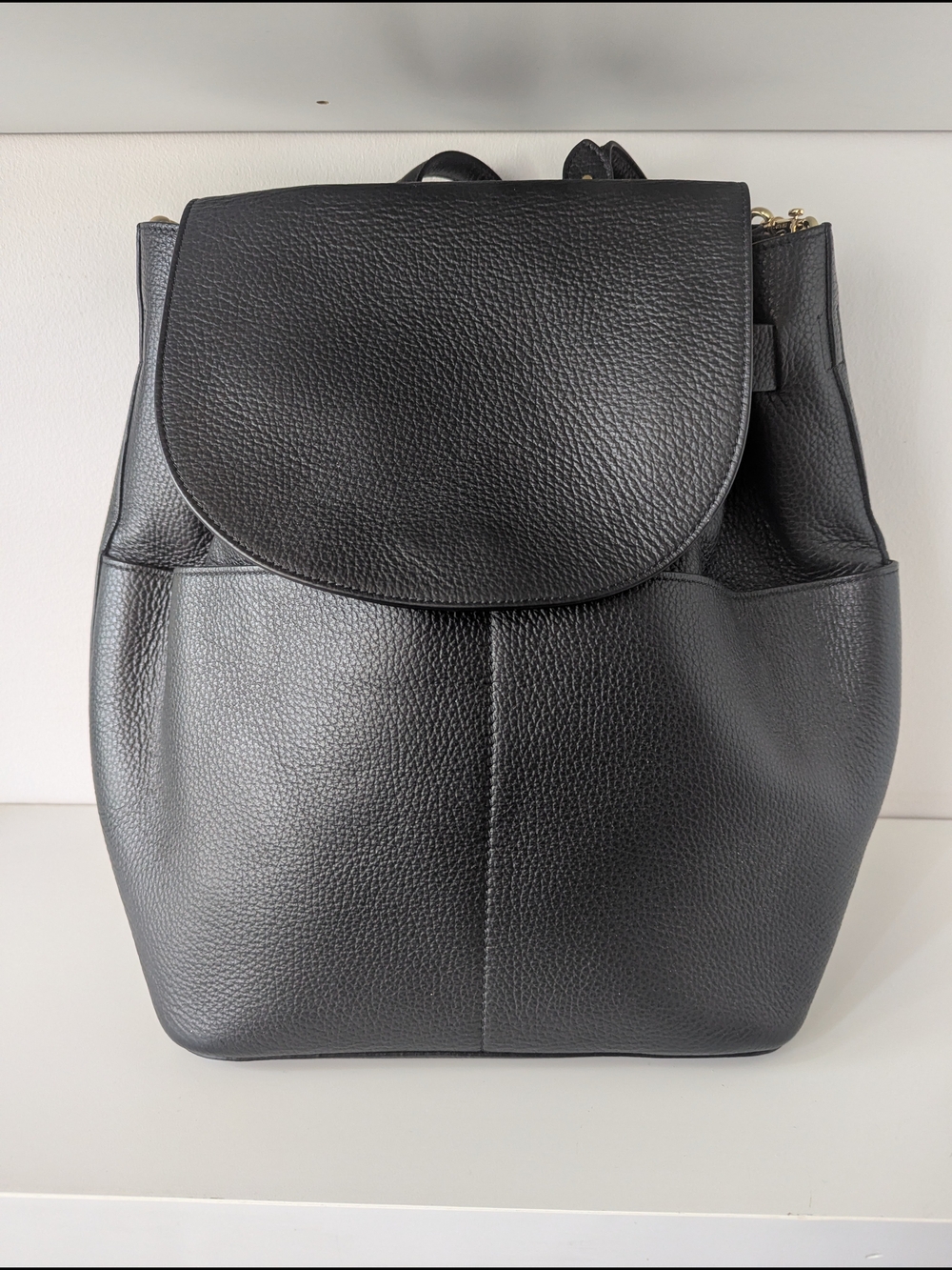 Cuyana 13" Black Pebbled Leather Backpack